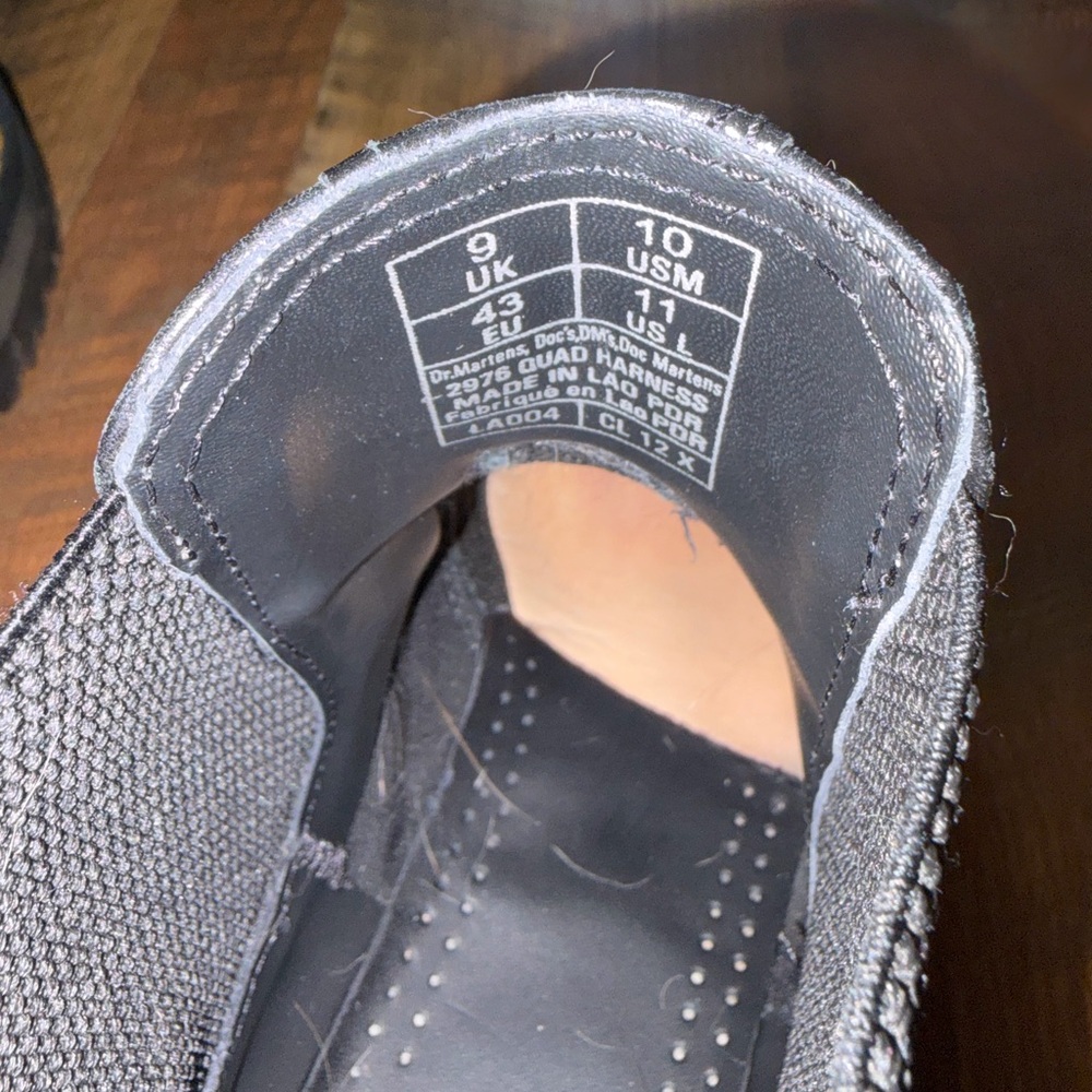 Dr. Martens Black Leather Quad Harness Platform Unisex Boots - Picture 7 of 11